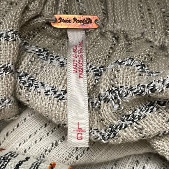 FREE PEOPLE Cosy Striped Mini Dress Size L Boho Hippie Coastal Beach - Picture 8 of 9